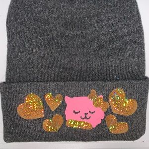 Pink Kitty Beanie- NWT gray beanie